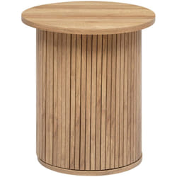 Pegane - Table à café ronde en placage effet bois coloris naturel - Diamètre 45 x Hauteur 50 cm