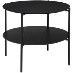 Pegane - Table basse ronde en bois et métal coloris noir - diamètre 63,20 x Hauteur 52 cm