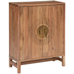 Buffet haut avec 2 portes en bois coloris naturel - longueur 80 x Profondeur 35 x Hauteur 101,5 cm