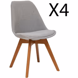 Chaise de table grise. Dispose d'une assise rembourrée avec mousse en polyuréthane et pieds en bois de hêtre. Caractéristique ...