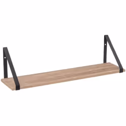 Etagère murale rectangulaire en MDF coloris naturel. Equipée de deux équerres solides en métal noir qui permettent de la fixe ...