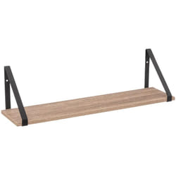 Ensemble étagère murale en MDF avec équerres en métal noir - Longueur 58 x Profondeur 16 x Hauteur 15 cm -PEGANE-