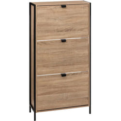 Meuble à chaussures, range chaussures en panneaux de particules/métal coloris naturel - Longueur 63.2 x Profondeur 24 x Hauteur 112 cm Pegane