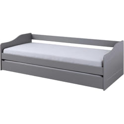 Lit Banquette 90x200 en pin massif coloris vernis gris - Longueur 207 x Profondeur 96,5 x Hauteur 62 cm Pegane