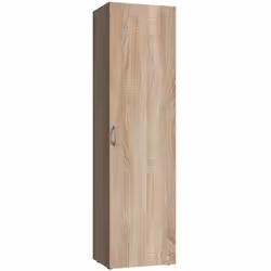 Armoire, meuble de rangement avec 1 porte coloris imitation chêne. Livrée en kit. Dimensions : longueur 30 x hauteur 185 x pr ...