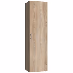 Armoire, meuble de rangement avec 1 porte coloris imitation chêne. Livrée en kit. Dimensions : longueur 40 x hauteur 185 x pr ...