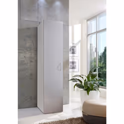 Armoire, meuble de rangement avec 1 porte coloris blanc, rechampis imitation béton gris clair. Livrée en kit. Dimensions : lo ...