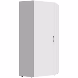Armoire d'angle, meuble de rangement coloris blanc équipée de 5 tablettes. Livrée en kit. Dimensions : longueur 80 x hauteur ...