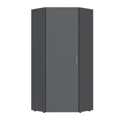 Armoire d'angle, meuble de rangement coloris Graphite - longueur 80 x hauteur 185 x profondeur 80 cm