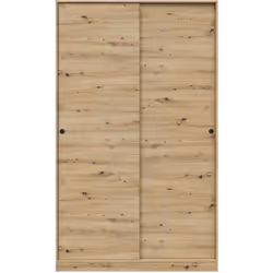 Armoire à deux portes coulissantes avec barre de penderie et 4 étagères à l'intérieur. Poignées et glissières en ABS blanc. B ...