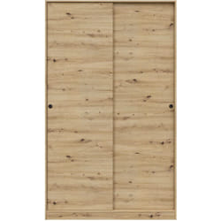 Armoire, placard avec 2 portes coulissantes coloris chêne nordique - longueur 120 x hauteur 200 x profondeur 50 cm