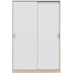 Armoire, placard avec 2 portes coloris chêne canadien, blanc artic - longueur 120 x hauteur 200 x profondeur 50 cm