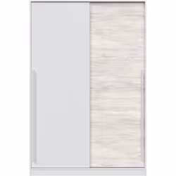 Armoire à deux portes coulissantes de 120 cm de largeur, avec barre de penderie et 4 étagères à l'intérieur. Barre de suspens ...