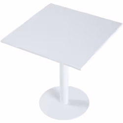 Table carrée polyvalente en métal coloris blanc pour une utilisation extérieure/intérieure. Dimensions : Longueur 70 x profon ...