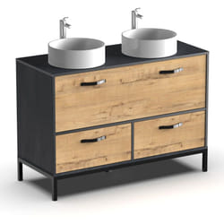 Pegane - Meuble vasque pour salle de bain coloris imitation marbre, chêne - Longueur 120 x Profondeur 50 x hauteur 92 cm