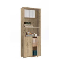 Pegane - Bibliothèque, étagère de rangement coloris chêne doré - Longueur 75,50 x Profondeur 33 x hauteur 196,50 cm