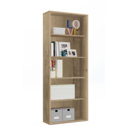 Bibliothèque, étagère de rangement coloris chêne doré - Longueur 75,50 x hauteur 196,50 x Profondeur 33 cm Pegane
