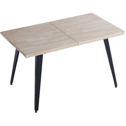 Table à manger rectangulaire extensible en bois coloris chêne / pieds noir - Longueur 140-220 x profondeur 80 x hauteur 76 cm Pegane