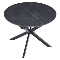 Table à manger ronde extensible en céramique coloris noir / pieds noir - Diamètre 100-140 x hauteur 75 cm Pegane