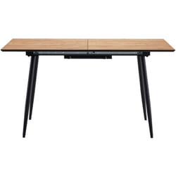 Table à manger rectangulaire extensible coloris chêne, pieds noir - Longueur 140 - 180 x profondeur 80 x hauteur 75 cm Pegane
