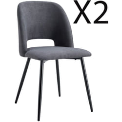 Lot de 2 chaises de salle à manger rembourrées en tissu coloris gris - Longueur 58 x profondeur 50 x hauteur 86 cm Pegane