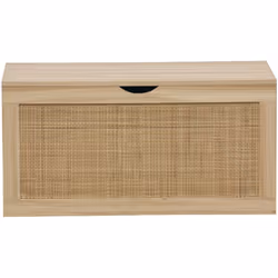 Description générale Coffre de rangement élégant, combinant un design en décor pin et rotin, idéal pour organiser votre espac ...