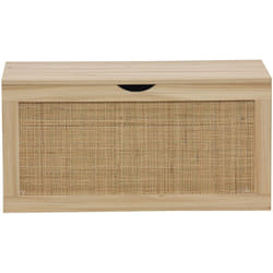 Pegane - Coffre de rangement, meuble de rangement en décor pin , rotin - Longueur 80 x profondeur 40 x hauteur 40 cm