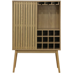 Buffet haut avec range bouteille avec 1 porte coulissante coloris naturel, pieds en bois - Longueur 80 x profondeur 40 x hauteur 120 cm -PEGANE-