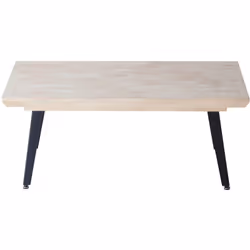 Table basse relevable avec plateau de 54 mm avec chanfrein en bois coloris chêne nordique avec pieds en métal noir. Dimension ...