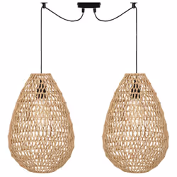 Lot de 2 lampes suspendues coloris beige et métal noir. Tendance et moderne. Ampoule non incluse. Caractéristiques : Dimensio ...