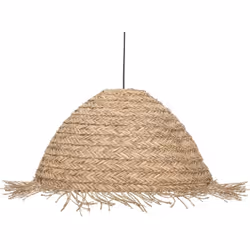 Lampe suspendue, Suspension luminaire en roseau coloris naturel et métal noir. Tendance et moderne. Ampoule non incluse. Cara ...