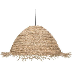 Pegane - Lampe suspendue, Suspension luminaire coloris naturel et métal noir - diamètre 56 x Hauteur 30 cm