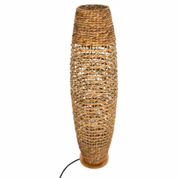 Lampadaire, lampe à poser sans pieds en papier tressé coloris Beige et métal noir. Ampoule non incluse. Caractéristiques : Di ...