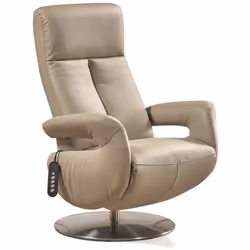 Fauteuil relax électrique en cuir couleur Gris clair. * Dimensions Dimensions position droite = L 77 x P 82 x H 114 cm Dimens ...