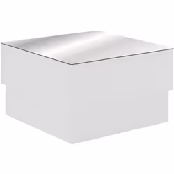 Table basse en MDF mélaminé coloris blanc avec un plateau carré en verre. Fabriqué en Espagne. Livré en kit. Dimensions : Lon ...