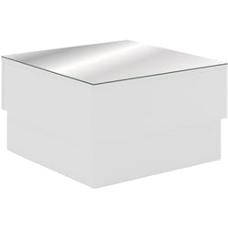 Table basse salon carrée en bois/verre coloris blanc - Longueur 60 x Profondeur 60 x Hauteur 35 cm Pegane