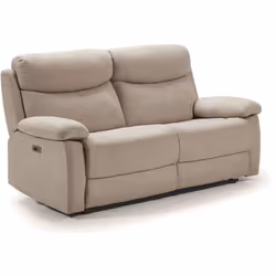 Canapé de 3 places, 2 relax électriques en tissu couleur Crème. * Dimensions Dimensions = L 190 x P 90 x H 103 cm Hauteur d'a ...