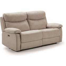 Canapé de 3 places, 2 relax électriques en tissu couleur Crème - Longueur 190 x Profondeur 90 x Hauteur 103 cm