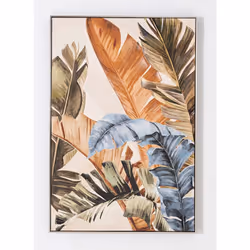 Peinture à l'huile sur toile, peinte murale imprimée qui présente des feuilles de palmier et des coups de pinceau avec beauco ...