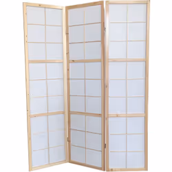 Paravent japonais 3 pans en bois naturel et papier de riz. Installation modulable grace à des charnières double sens, il sera ...