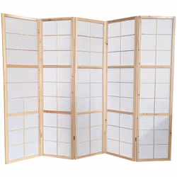 Paravent japonais 5 pans en bois naturel et papier de riz. Installation modulable grace à des charnières double sens, il sera ...