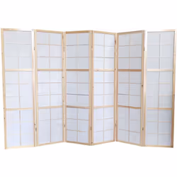 Paravent japonais 6 pans en bois naturel et papier de riz. Installation modulable grace à des charnières double sens, il sera ...