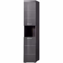 Colonne de salle de bain équipée de 2 portes, 1 niche avec à l’intérieur 2 tablettes. Réalisée en panneaux de particules et M ...