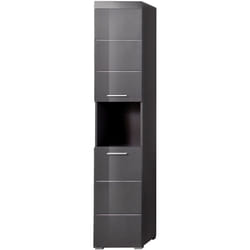 Colonne de salle de bain avec 2 portes coloris anthracite mat, gris anthracite - Longueur 37 x hauteur 190 x profondeur 31 cm -PEGANE-