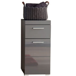 Pegane - Meuble bas de salle de bain coloris gris anthracite mat, gris anthracite brillant - Longueur 37 x hauteur 79 x profondeur 31 cm