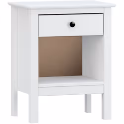Table de chevet, table de nuit avec 1 tiroir coloris blanc en panneaux de particules mélaminés. Produit de fabrication Espagn ...