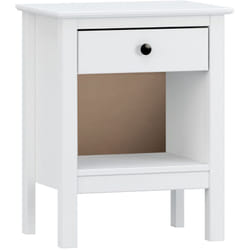 Pegane - Table de chevet, table de nuit avec 1 tiroir coloris blanc - longueur 48 x profondeur 35 x hauteur 60 cm