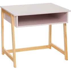 Pegane - Table du bureau, meuble de bureau coloris rose et naturel - Longueur 58 x Profondeur 46 x Hauteur 52 cm