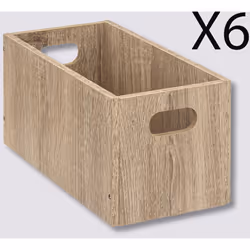 Lot de 6 boites de rangement, paniers de rangement en bois coloris naturel. Très tendance et design. Dimensions :Longueur 15  ...