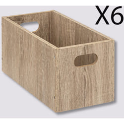 Pegane - Lot de 6 boites de rangement, paniers de rangement en bois coloris naturel - Longueur 15 x Profondeur 31 x Hauteur 15 cm